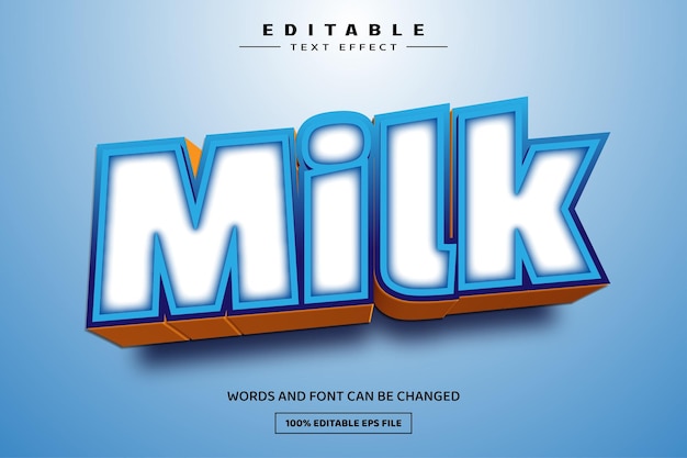 Modello di effetto testo modificabile 3d latte