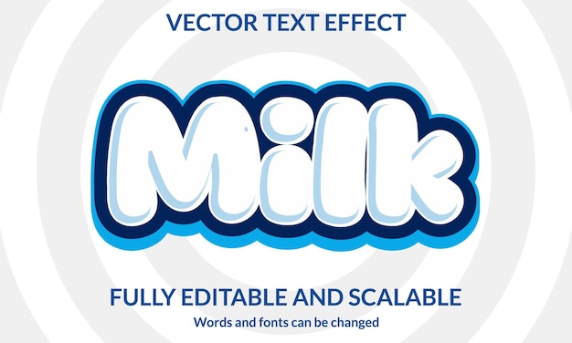 Vector milk 3d editable text effect typography vector template