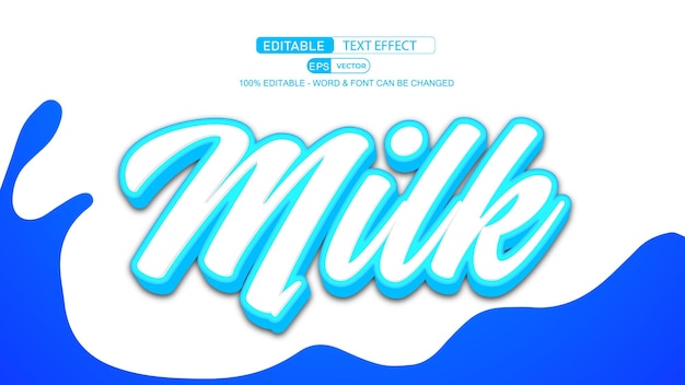 Milk 3d editable text effect vector template