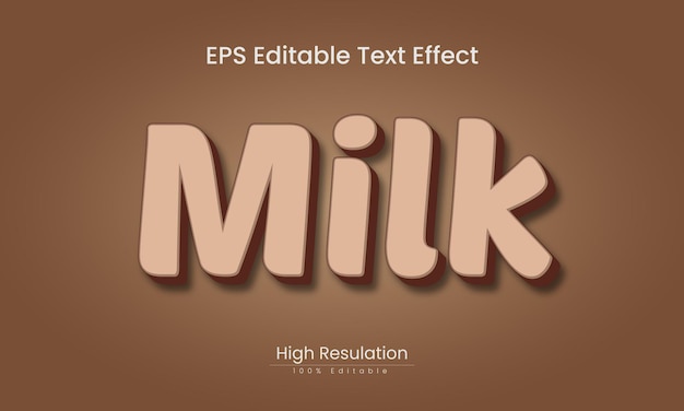 Редактируемый текстовый эффект молока 3d