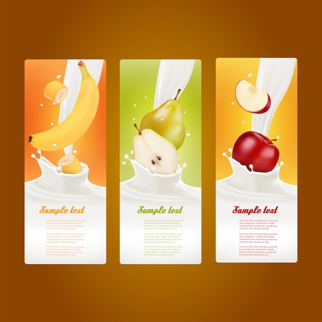 Milk advertising banner template modern dynamic liquid glass sketch