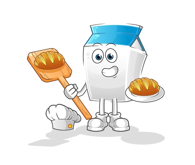 Vector milk baker with bread. cartoon mascot vector