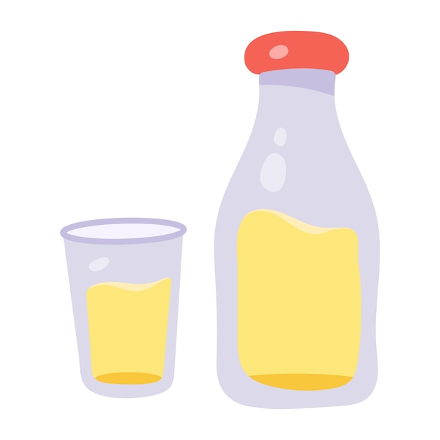 Milk bottle and glass, drawing icon