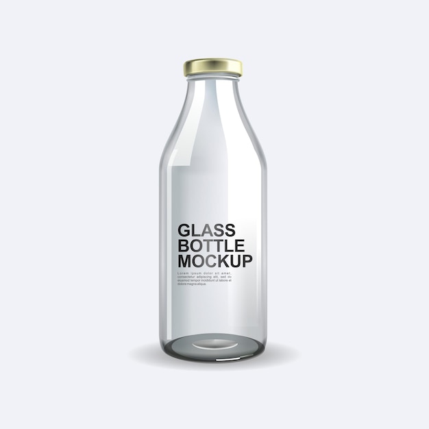 Vector milk bottle and glass mockup template