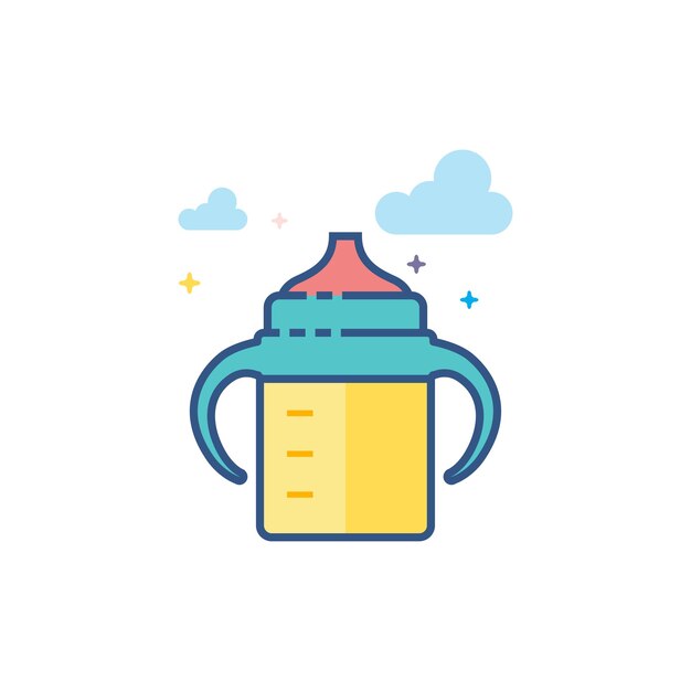 Vector milk bottle icon flat color style vector illustration