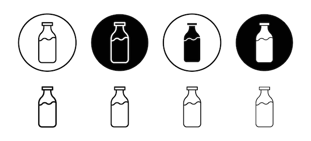 Milk bottle vector icon set collection Milk bottle Outline flat Icon