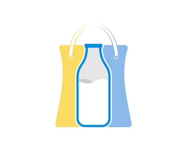 Milk bottle with shopping bag logo