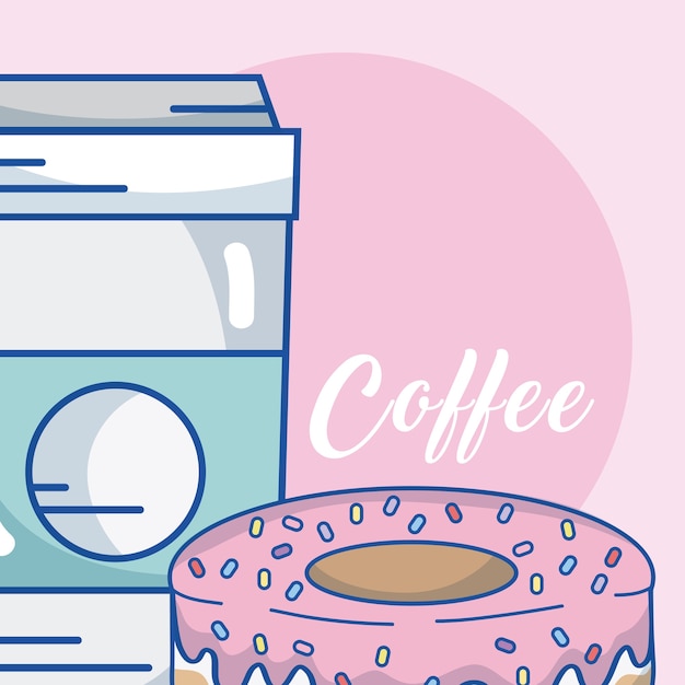 Milk box and donut vector illustration graphic design