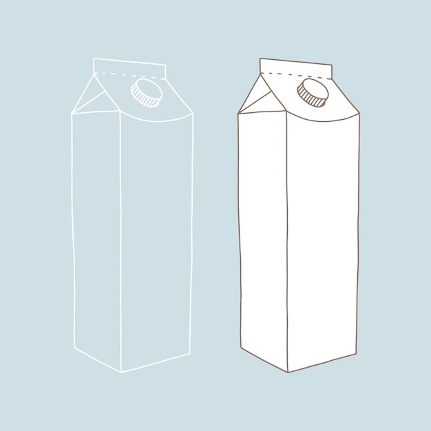 Vector milk box. linear, vector realistic. pocket milk outline.