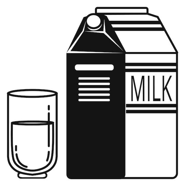 Milk box package icon black dairy symbol