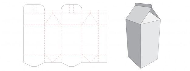 Milk box packaging die cut template design