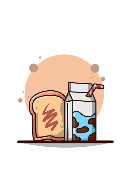 Milk and bread illustration flat design