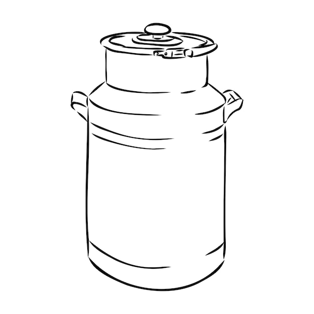 Milk can illustration drawing engraving ink line art vector