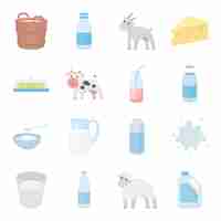 Vector milk cartoon vector icon set. vector illustration of milk food.