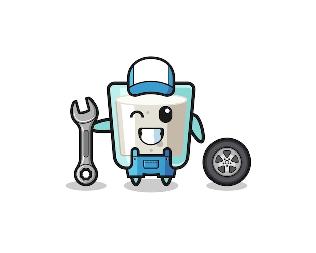 The milk character as a mechanic mascot cute design