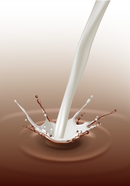 Vettore fine di flusso del flusso della spruzzata del cioccolato al latte su isolata su fondo