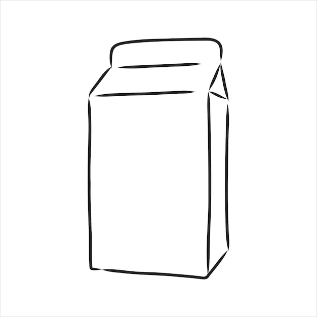 Контейнер для молока или коробка для упаковки. вектор рисованной эскиз иллюстрации