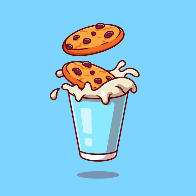 Vector milk and cookies cartoon   icon illustration. food and drink icon concept isolated  . flat cartoon style