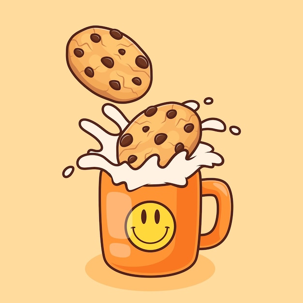 milk and cookies cookies dipped in milk illustration