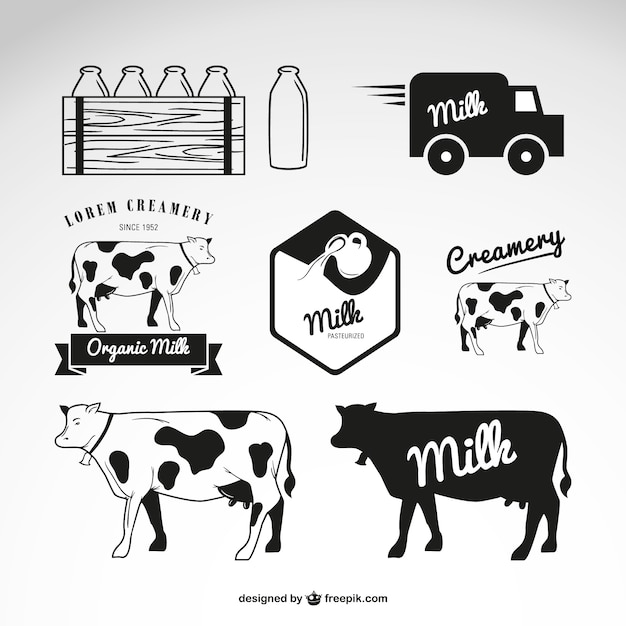 Milk and cow logos