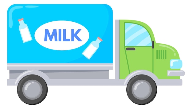 Milk delivery truck cartoon dairy product transport