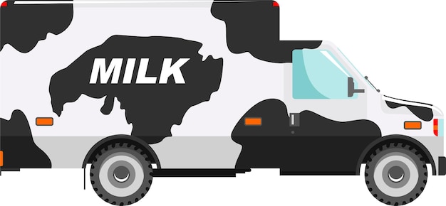 Milk Delivery Truck Icon in Flat Style Vector Illustration