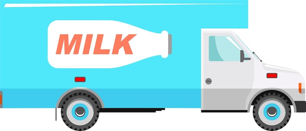 Milk Delivery Truck Icon in Flat Style Vector Illustration