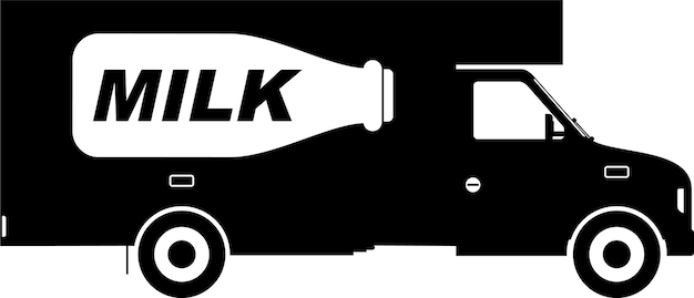 Milk Delivery Truck Icon in Flat Style Vector Illustration