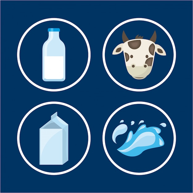 Дизайн молока на синем фоне векторных иллюстраций