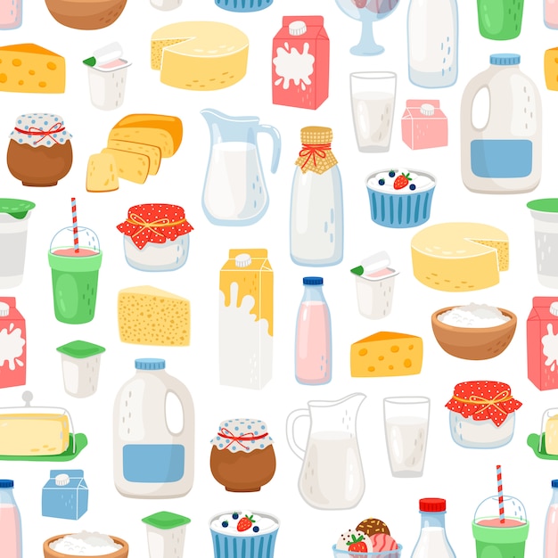 Vector milk and diary products pattern