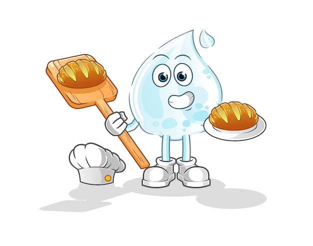 Milk drop baker with bread. cartoon mascot vector