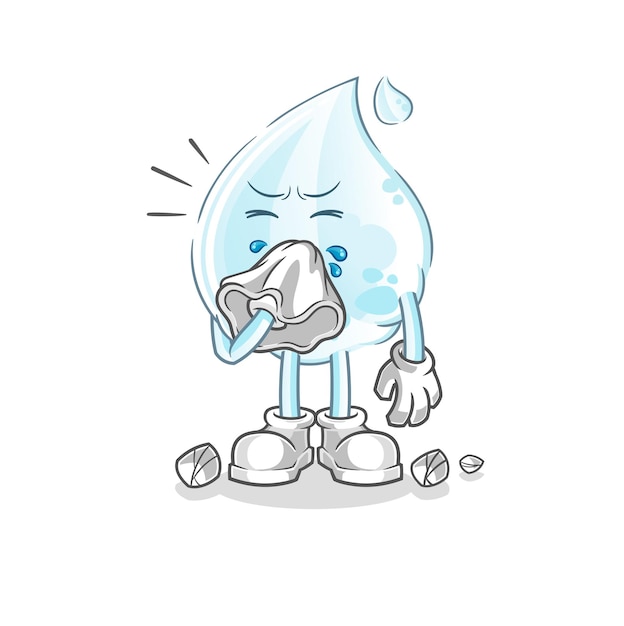 Milk drop blowing nose character. cartoon mascot vector