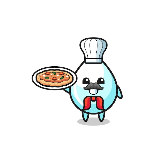 Milk drop character as Italian chef mascot