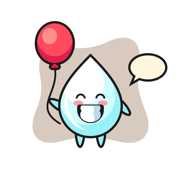 Milk drop mascot illustration is playing balloon