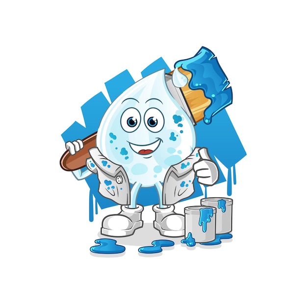 Milk drop painter illustration. character vector