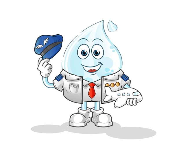 Milk drop pilot mascot. cartoon vector