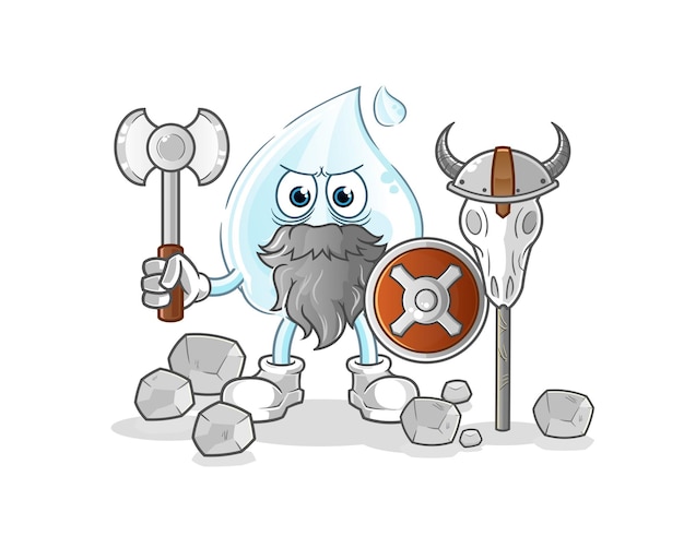 Milk drop viking with an ax illustration. character vector