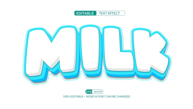 Milk Editable Text Effect Vector With Cute Background