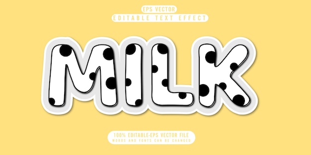 Milk editable text effect vector