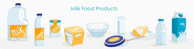 Milk food products set