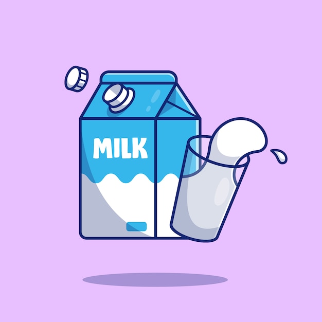 Vector milk and glass illustration. breakfast time  isolated concept  . flat cartoon style