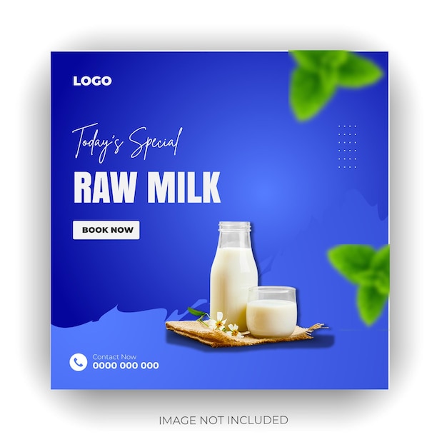 milk and health food social media banner sale or instagram post bundle design template