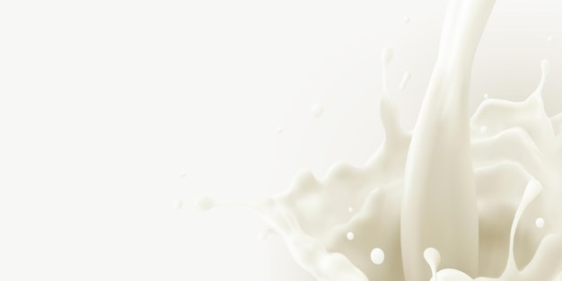 Milk jet background milky splash vector realistic liquid white splash on isolated background 3d i