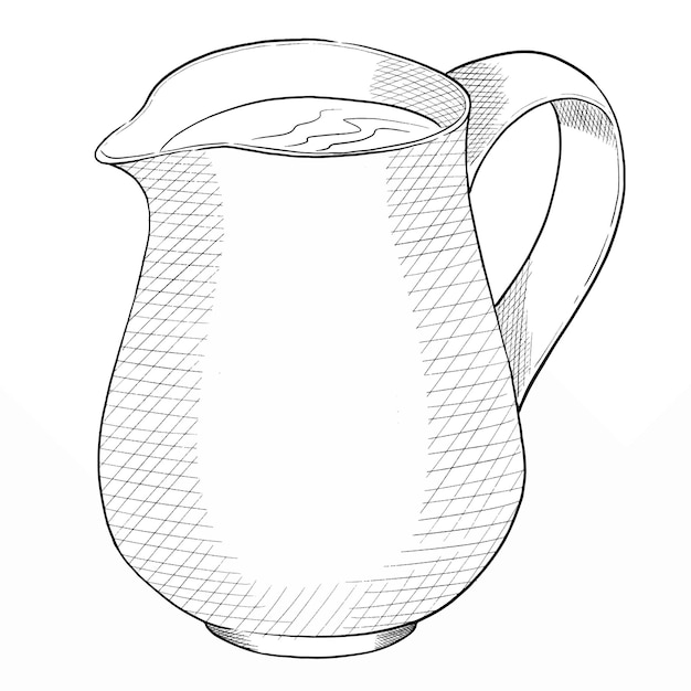 Vector milk jug vector outline illustration. bakery set.