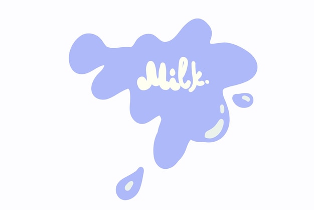 Vector milk letters splash blue colour flat design drops