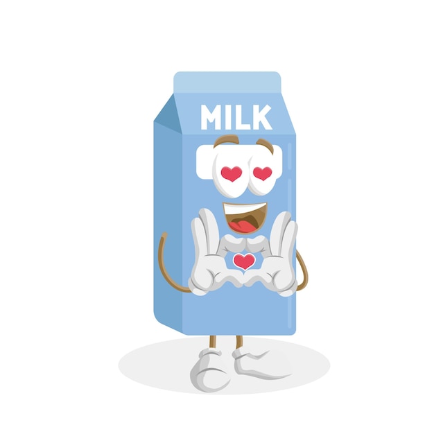 milk logo mascot in love pose