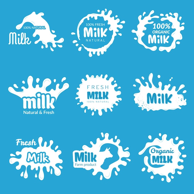 Vector milk logos set