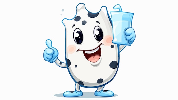Milk Mascot with Foam Hand Vector Cartoon Illustration | Premium AI