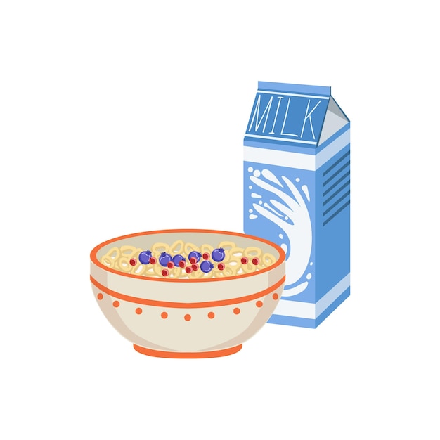 牛乳とお粥の朝食用食品ドリンクセット