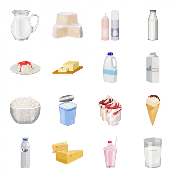 Milk product  cartoon set icon.dairy food isolated cartoon set icon. illustration milk product  .